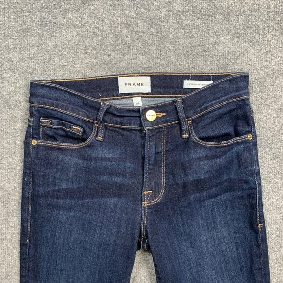 Frame Jeans Womens 26 Blue Le Skinny Le Jeanne Mid Rise Stretch Denim Dark Wash - Picture 3 of 12